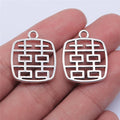 24x20mm 2.1g Multicolor Zinc Alloy Double Happiness Character Letter Charm Pendant for DIY Jewelry Making
