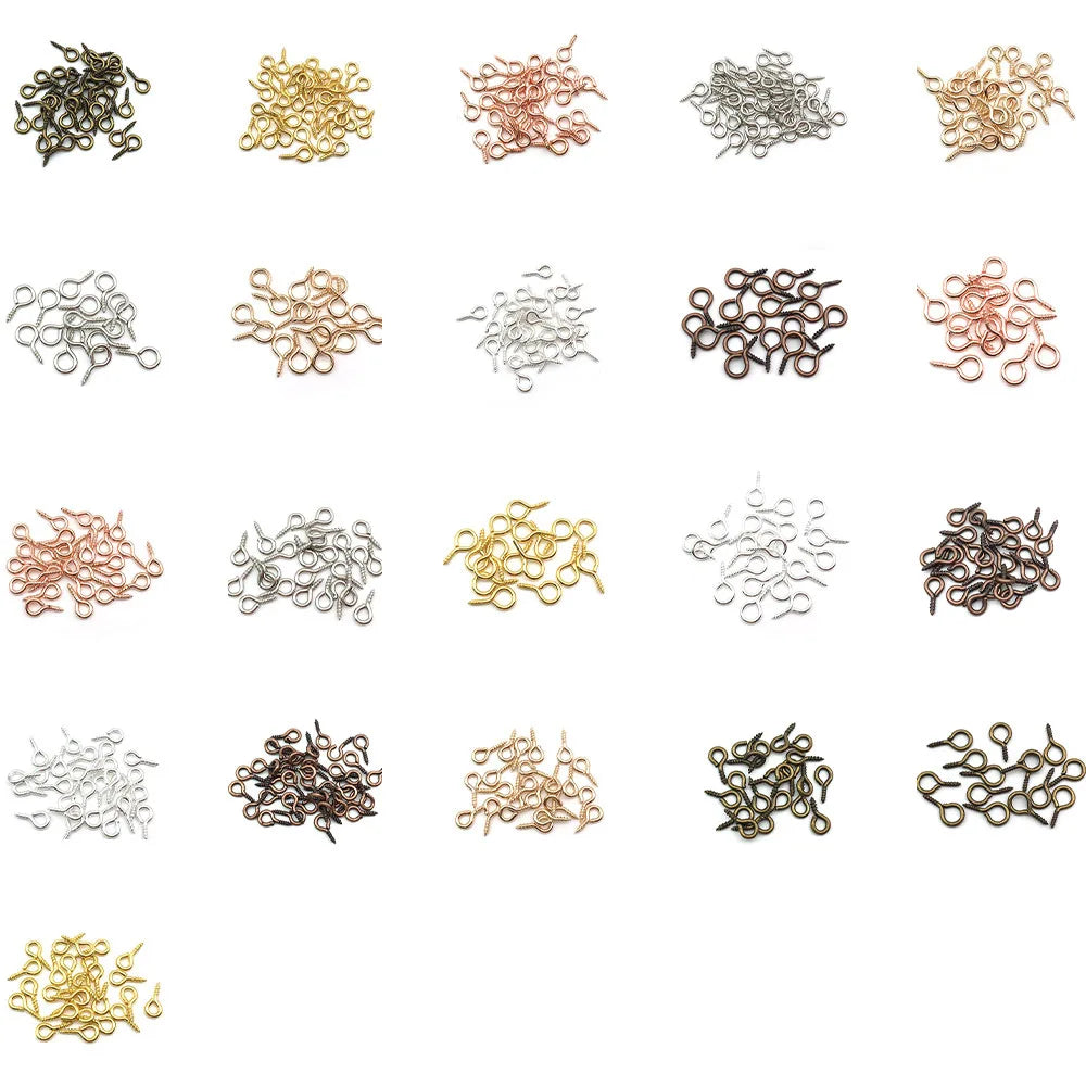 Iron Round Screw Eye Pins Threaded Eye Hooks for DIY Pendant Jewelry Findings