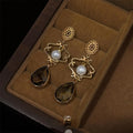 Vintage Palace Glass Crystal Handmade 14K Plated Copper Tassel Drop Earrings