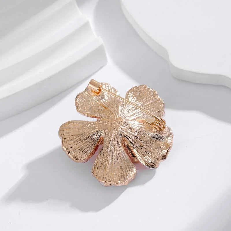 Elegant Enamel Rich Flower Brooch With Pearl Rhinestones, Luxury Women's Lapel Pin Corsage Suit Accessory Gift