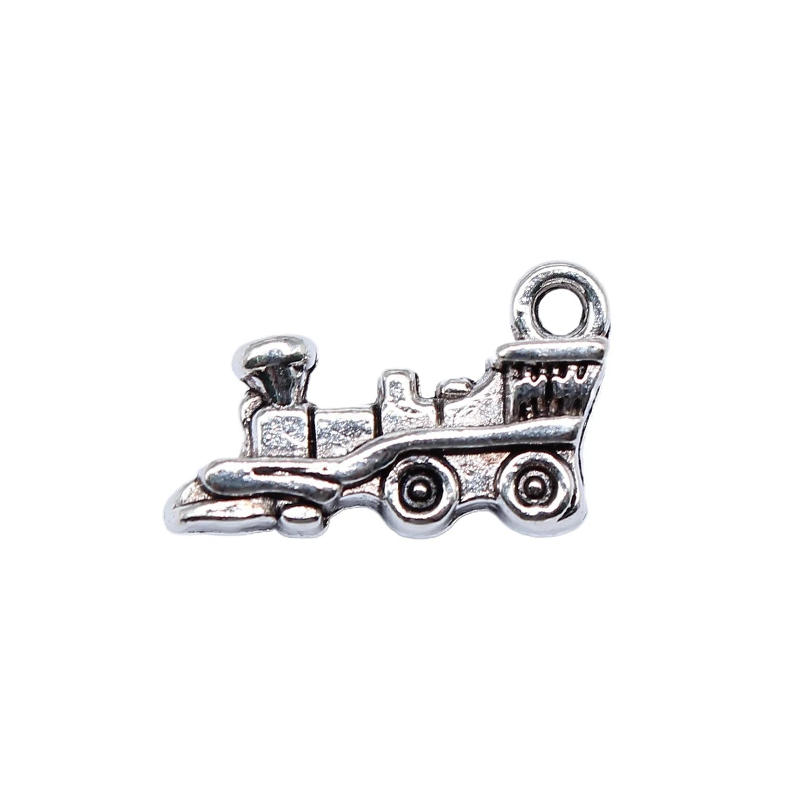 10x18mm 1.8g Antique Silver Zinc Alloy Locomotive Charm Pendant for DIY Train Theme Jewelry Making
