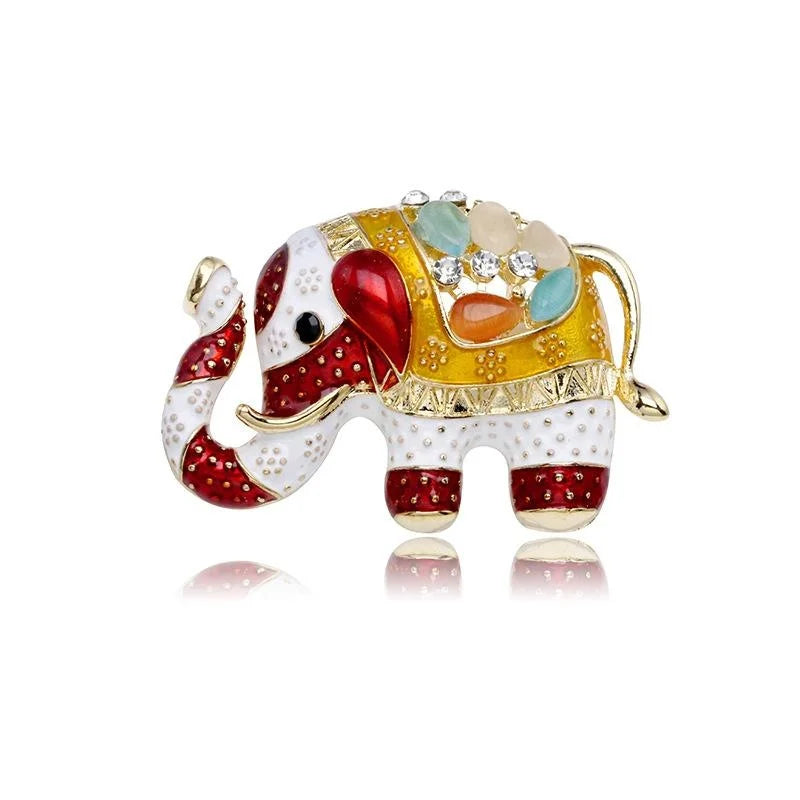 Luxury Rhinestone Enamel Circus Elephant Brooch Pin, Exotic Alloy Lapel Pin Corsage Suit Accessory Gift