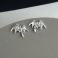 Silver Plated Copper Zircon Angel Wing Star Teardrop Stud Earrings For Women