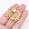 44x43mm 5.1g Gold Zinc Alloy Radiant Heart Charm Pendant for DIY Necklace Jewelry Making