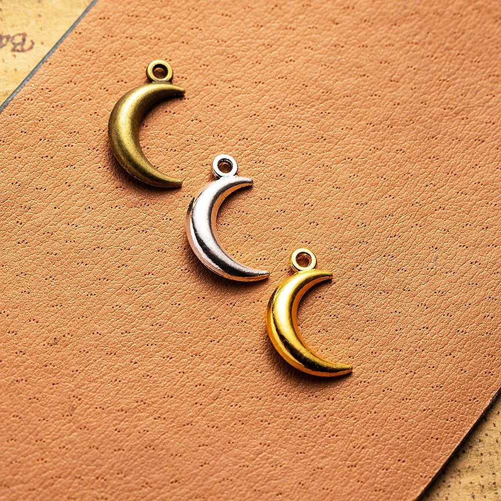 19x11MM Zinc Alloy Moon Double Sided Charm Pendant for DIY Necklace Bracelet Jewelry Making