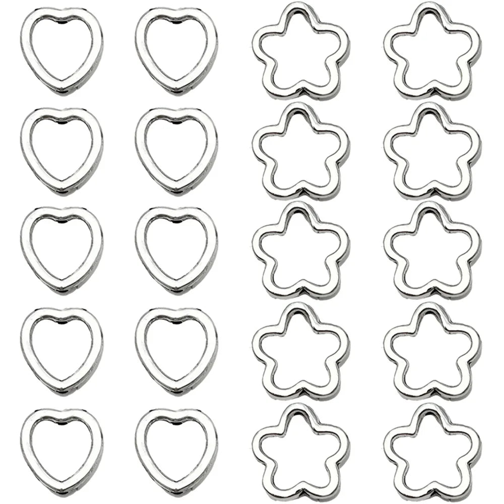Zinc Alloy Hollow Flower Heart Spacer Beads for DIY Beaded Bracelet Necklace