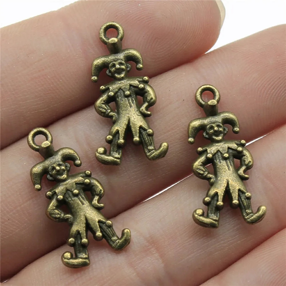 24x12mm 1.8g Multicolor Zinc Alloy Jester Clown Charm Pendant for DIY Funny Theme Jewelry Making