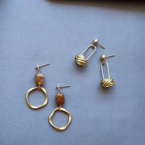 Silver Plated Copper U Shaped Hollow Geometric Handmade Stud Earrings For Women