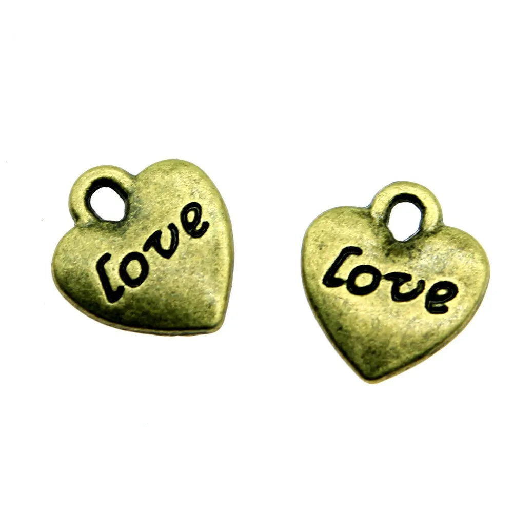 11x10mm 0.7g Multicolor zinc alloy double sided LOVE Heart charm pendant for DIY jewelry making