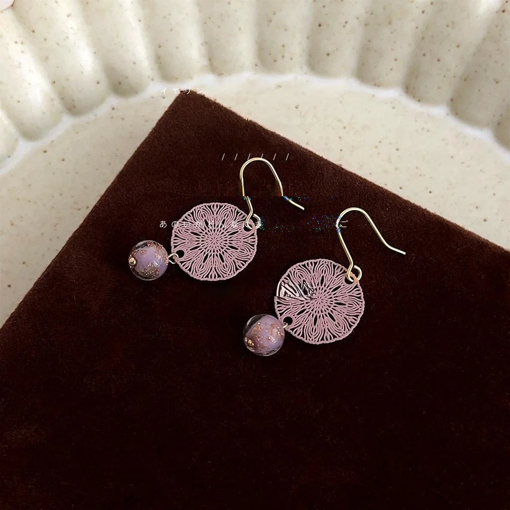 2025 New Handmade Ethnic Totem Glass Drop Earrings For Women, Geometric Round Boho Design