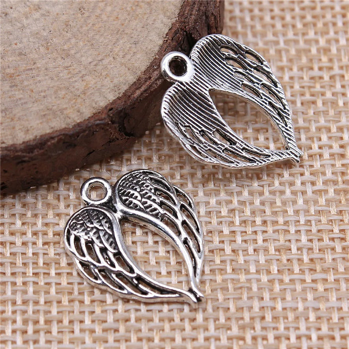 21x16mm 1.2g Antique Silver Zinc Alloy Hollow Double Wings Charm Pendant for DIY Jewelry Making