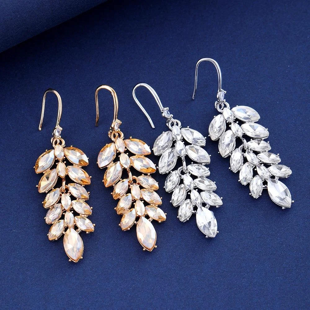 Elegant Glass Crystal Wheat Tassel Earrings For Women Luxury Alloy Rhinestone Drop Earrings Wedding Party Gift
