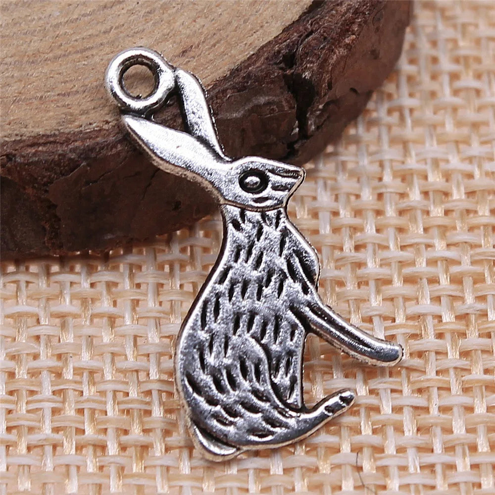 26x14mm 0.88g Multicolor Zinc Alloy Rabbit Charm Pendant for DIY Cute Animal Jewelry Making