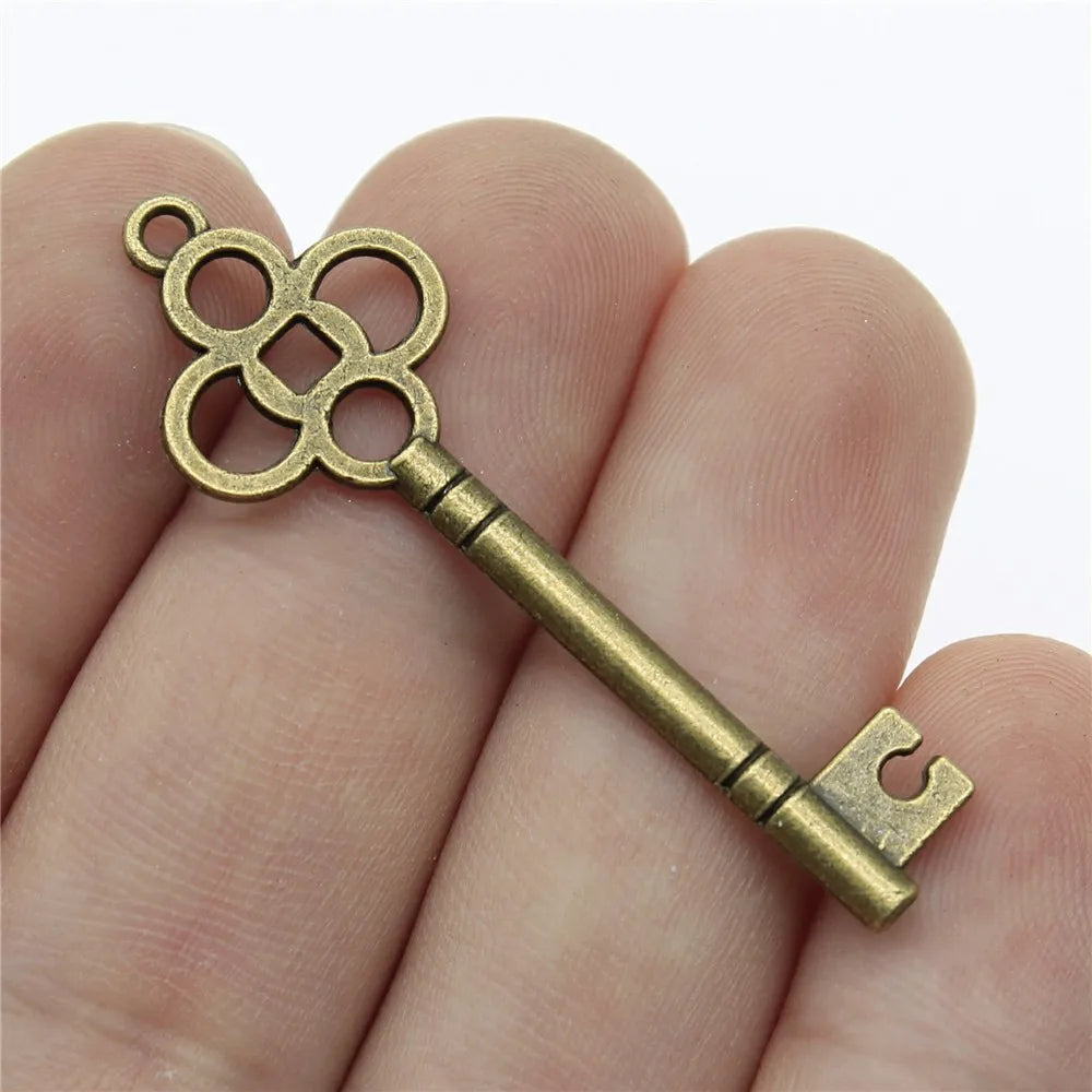 46x15mm 1.7g Multicolor Zinc Alloy Key Charm Pendant for DIY Necklace Bracelet Jewelry Making