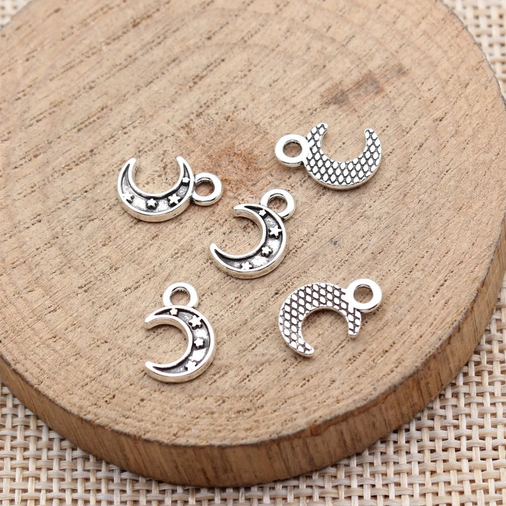 12x7.8mm 0.32g Multi Color Zinc Alloy Moon Star Charm Pendant for DIY Necklace Bracelet Jewelry