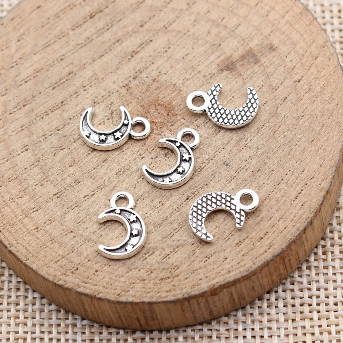 12x7.8mm 0.32g Multi Color Zinc Alloy Moon Star Charm Pendant for DIY Necklace Bracelet Jewelry