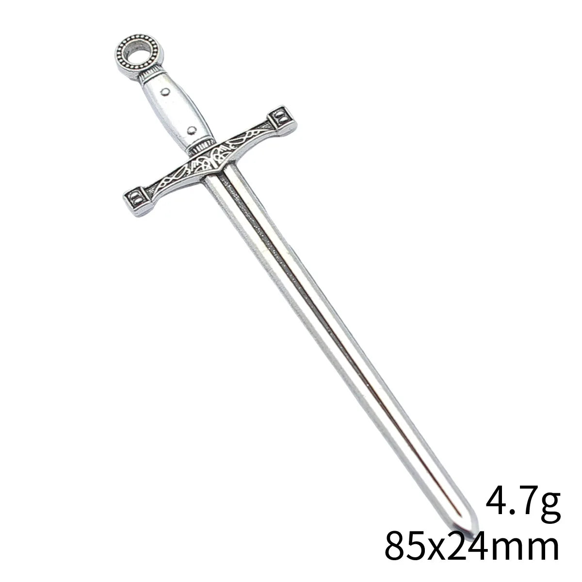 85x24mm 4.7g Multicolor Zinc Alloy Long Sword Charm Pendant for DIY Necklace Keychain Jewelry Making