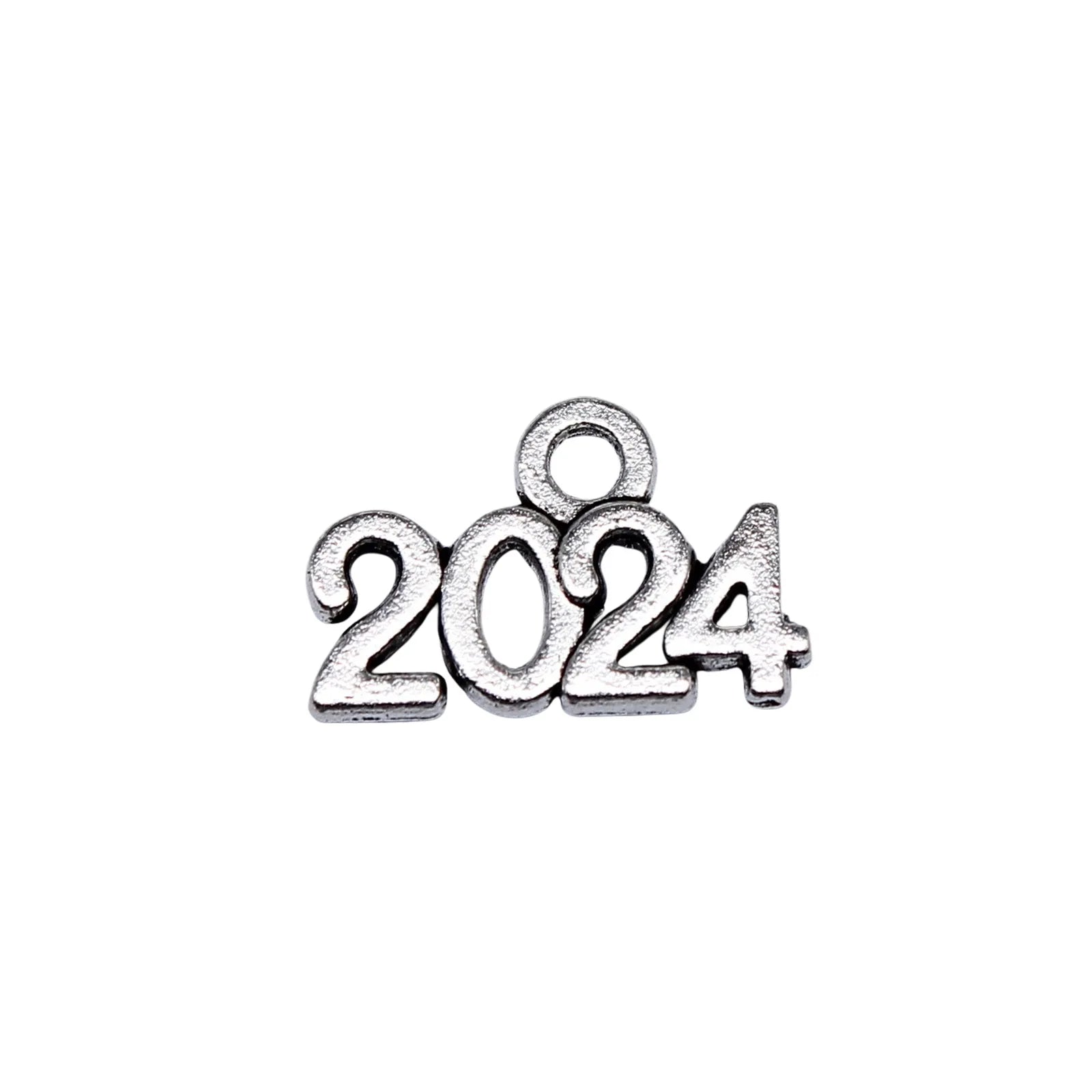 9x14mm 0.44g Antique Silver Zinc Alloy 2024 Year Number Charm Pendant for DIY Necklace Bracelet Jewelry