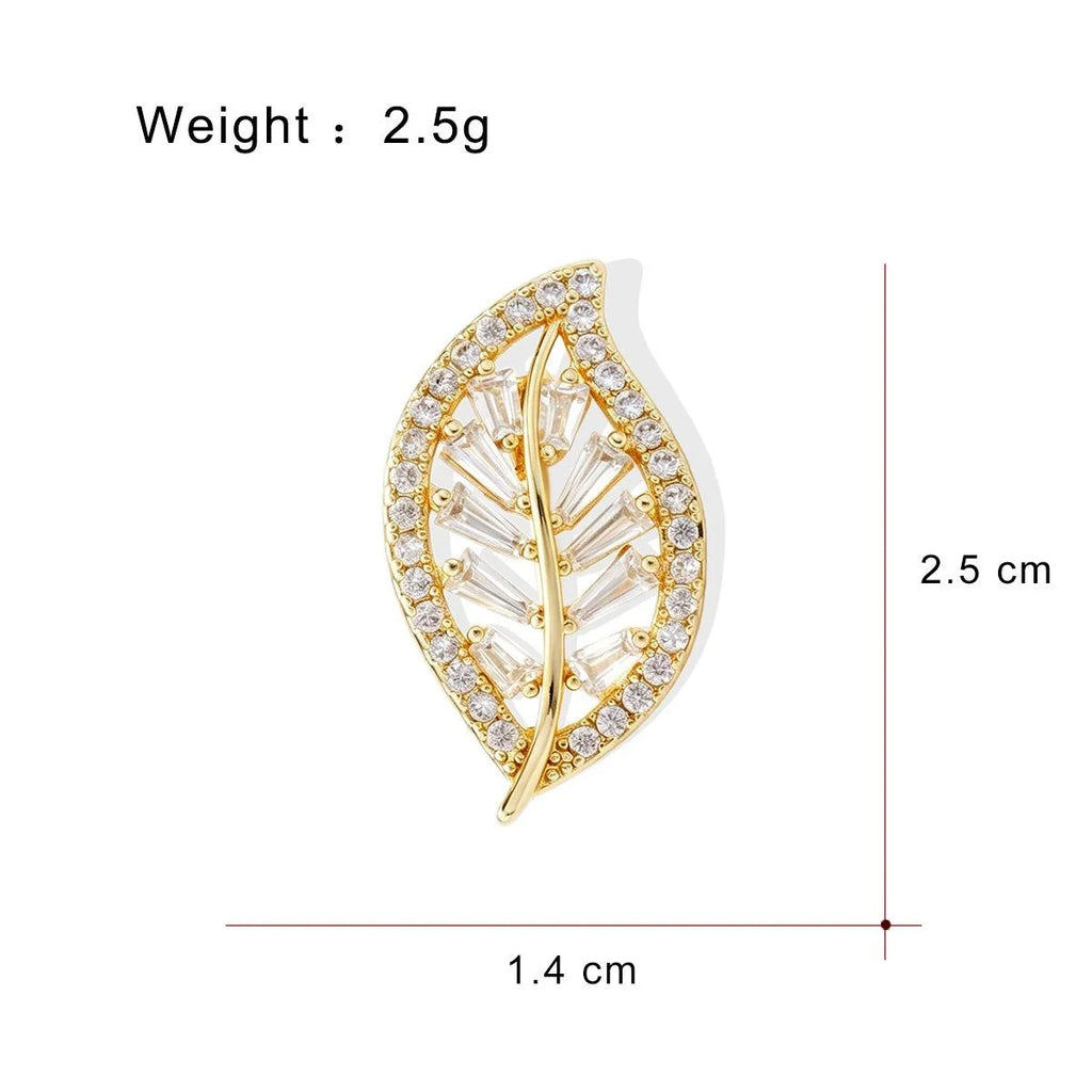 Elegant Zircon Swan Leaf Rose Money Tree Brooch, Luxury Alloy Lapel Pin Corsage Suit Accessory Gift