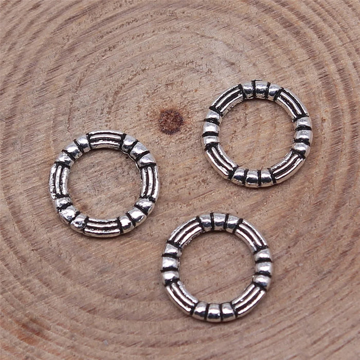 10x10mm 0.3g Antique Silver Zinc Alloy Geometric Round Ring Charm Pendant for DIY Necklace Bracelet Making