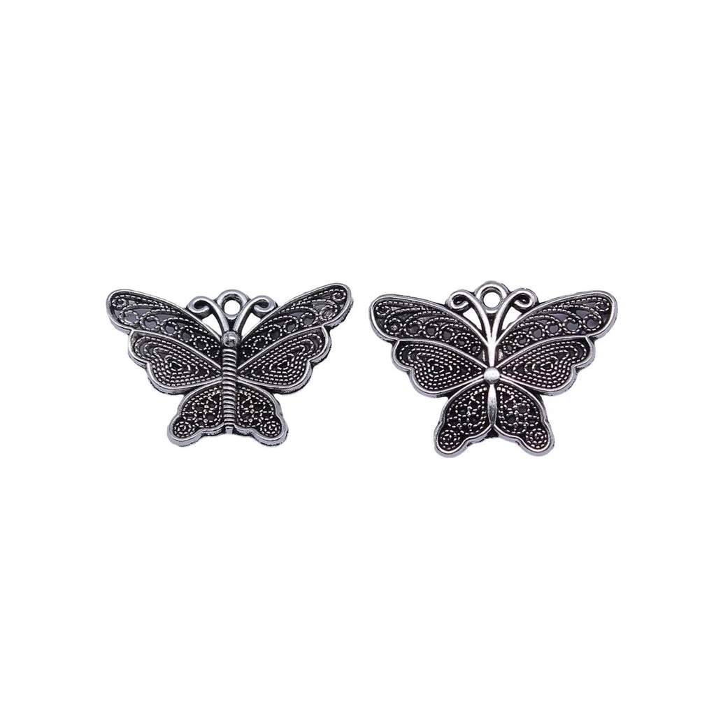 21x15mm 0.98g Antique Silver Zinc Alloy Butterfly Charm Pendant for DIY Chinese Style Necklace Jewelry