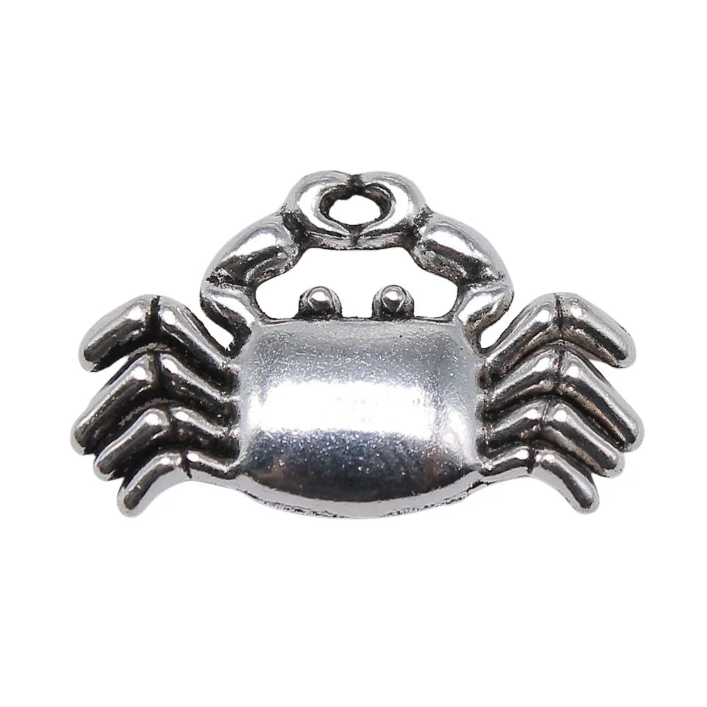 22x14mm 1.4g Multicolor Zinc Alloy Crab Charm Pendant for Beach Theme DIY Necklace Bracelet Making