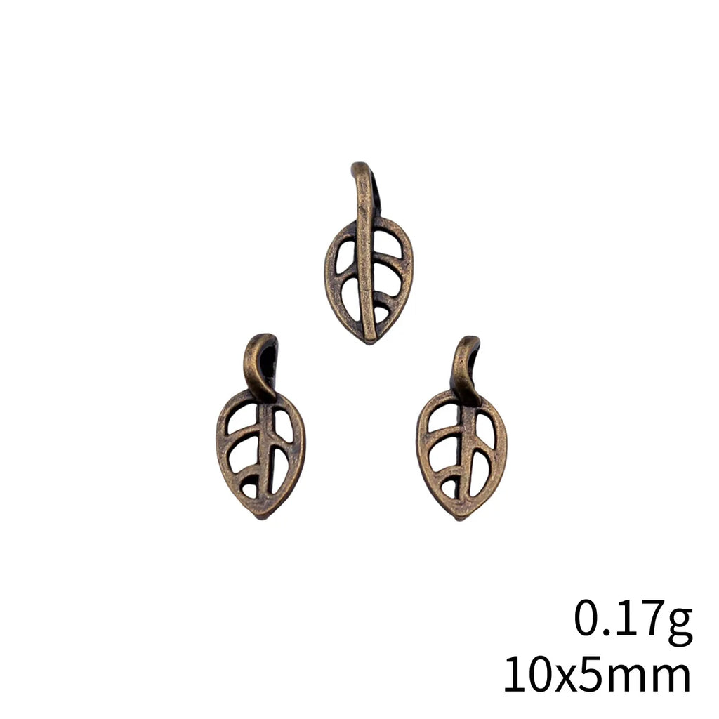 10x5mm 0.17g Multicolor Zinc Alloy Hollow Small Leaf Charm Pendant for Necklace Bracelet DIY Jewelry