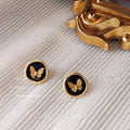 Summer Butterfly Copper Stud Earrings Silver Plated Pin Korean Sweet Style Jewelry