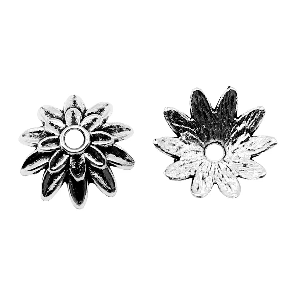 15mm 1g Antique Silver Zinc Alloy Flower Bead Caps for DIY Bracelet Necklace Jewelry Making