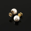 Luxury Camellia Flower Pearl Rhinestone Stud & Clip On No Piercing Elegant Gold Alloy Earrings