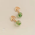 New Chinese Style Green Glass Bamboo Leaf Drop Earrings Handmade Vintage Women Jewelry