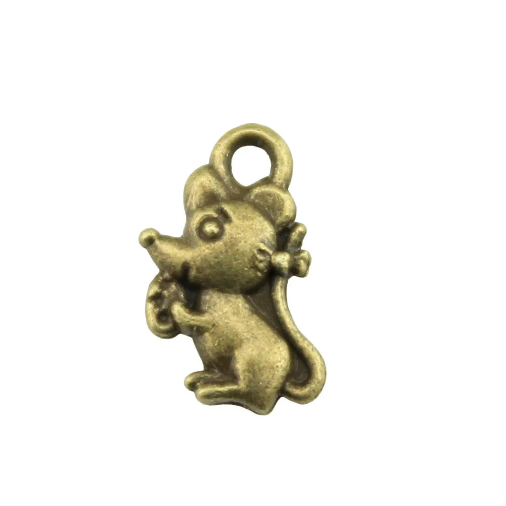 12x7mm 0.6g Multicolor Zinc Alloy Mouse Charm Pendant for DIY Necklace Bracelet Jewelry Making