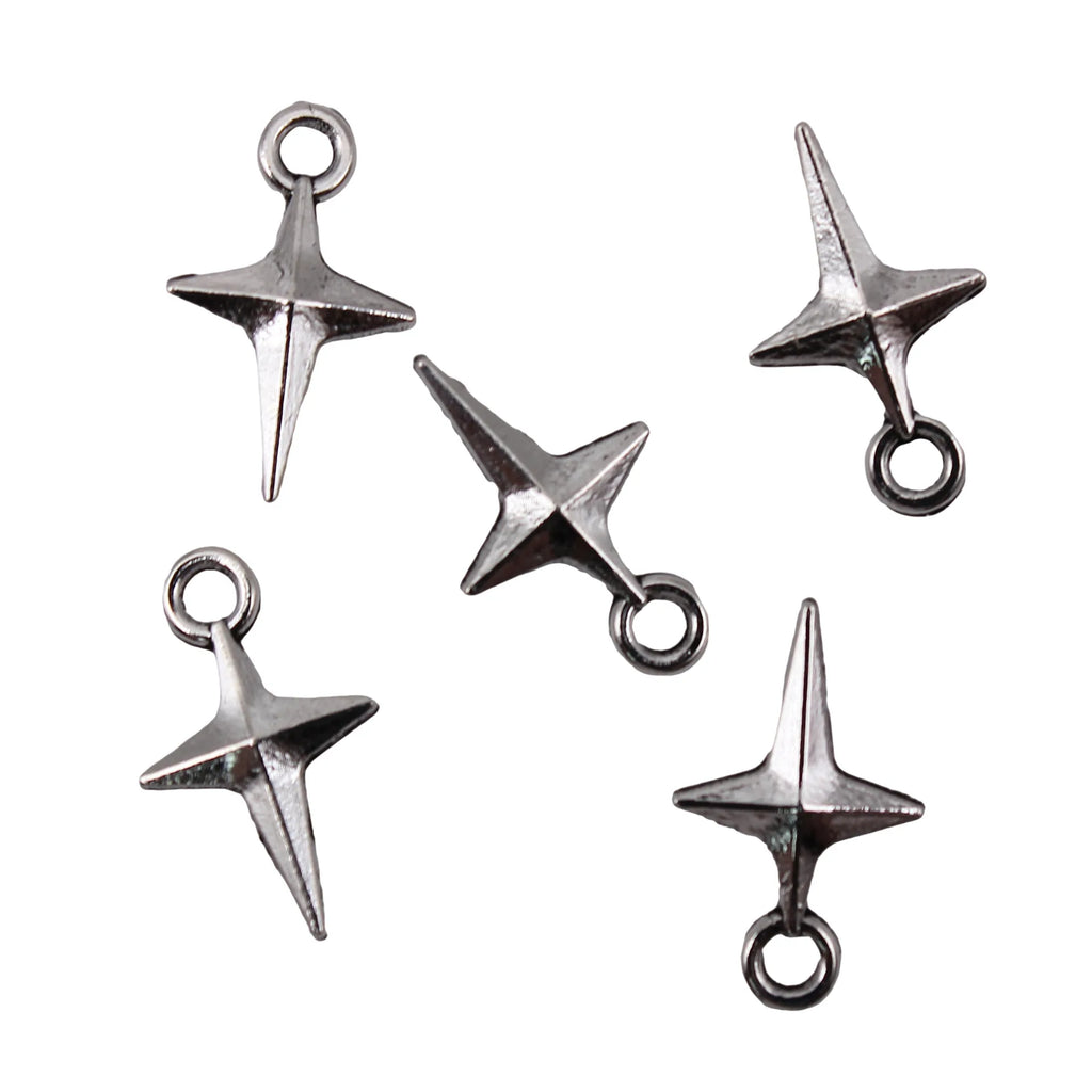 9x15mm 0.3g Multicolor Zinc Alloy Hollow Four-Point Star Charm Pendant for DIY Jewelry Making