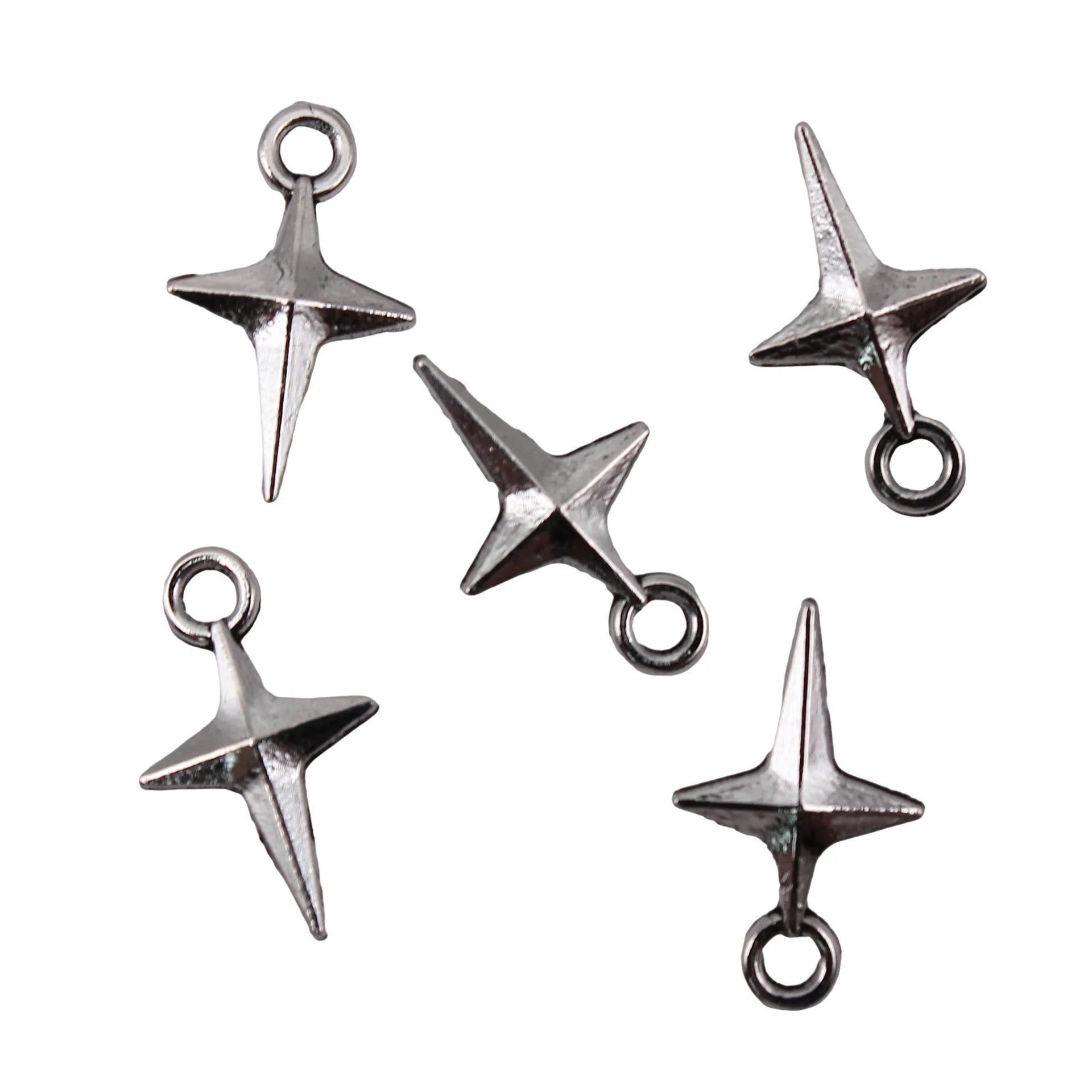 9x15mm 0.3g Multicolor Zinc Alloy Hollow Four-Point Star Charm Pendant for DIY Jewelry Making