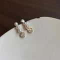 14K Gold Plated Copper Heart Freshwater Pearl Micro Pave Zircon Stud Earrings Luxury Jewelry