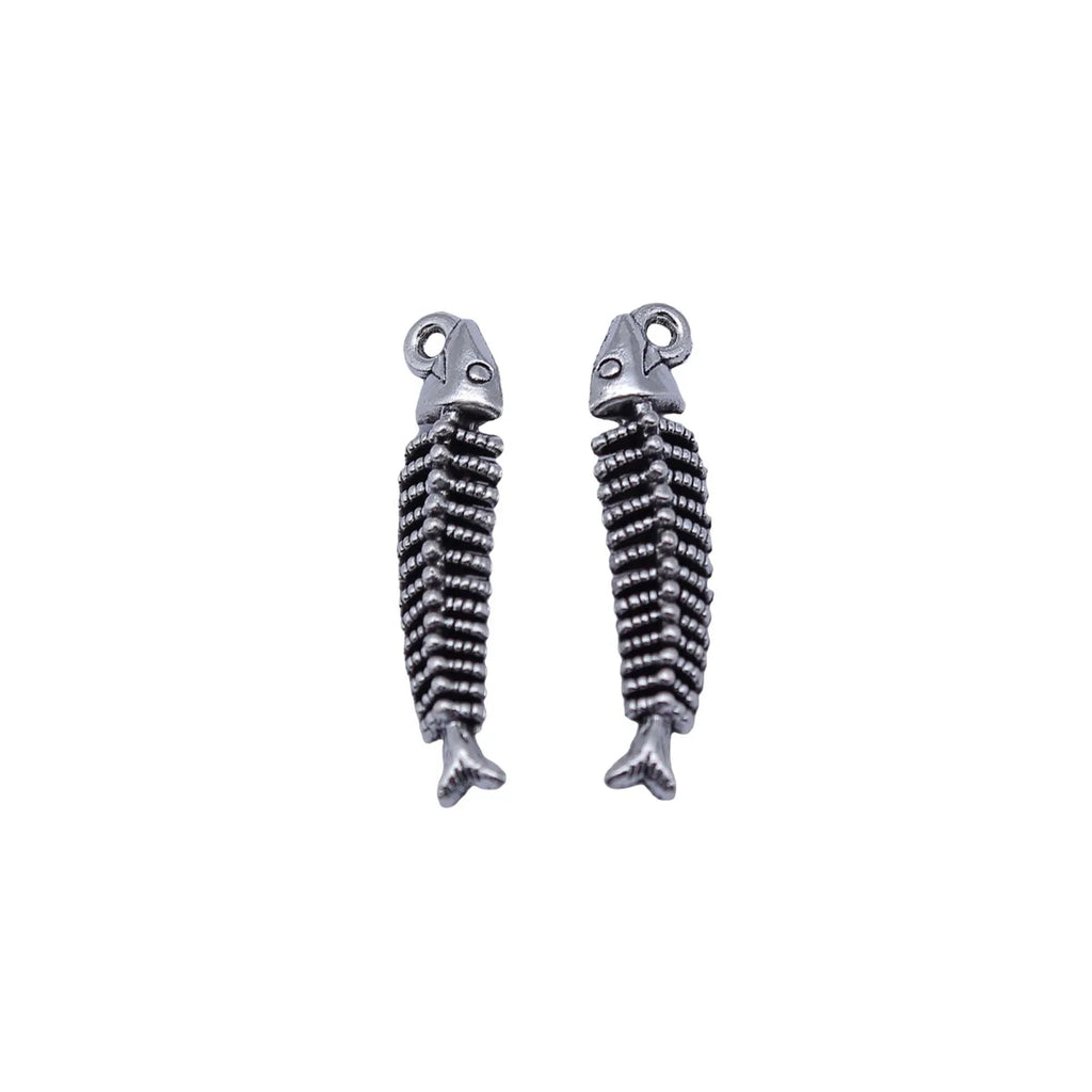 26x6mm 1.2g Antique Silver Zinc Alloy Fish Bone Charm Pendant for DIY Necklace Bracelet Making