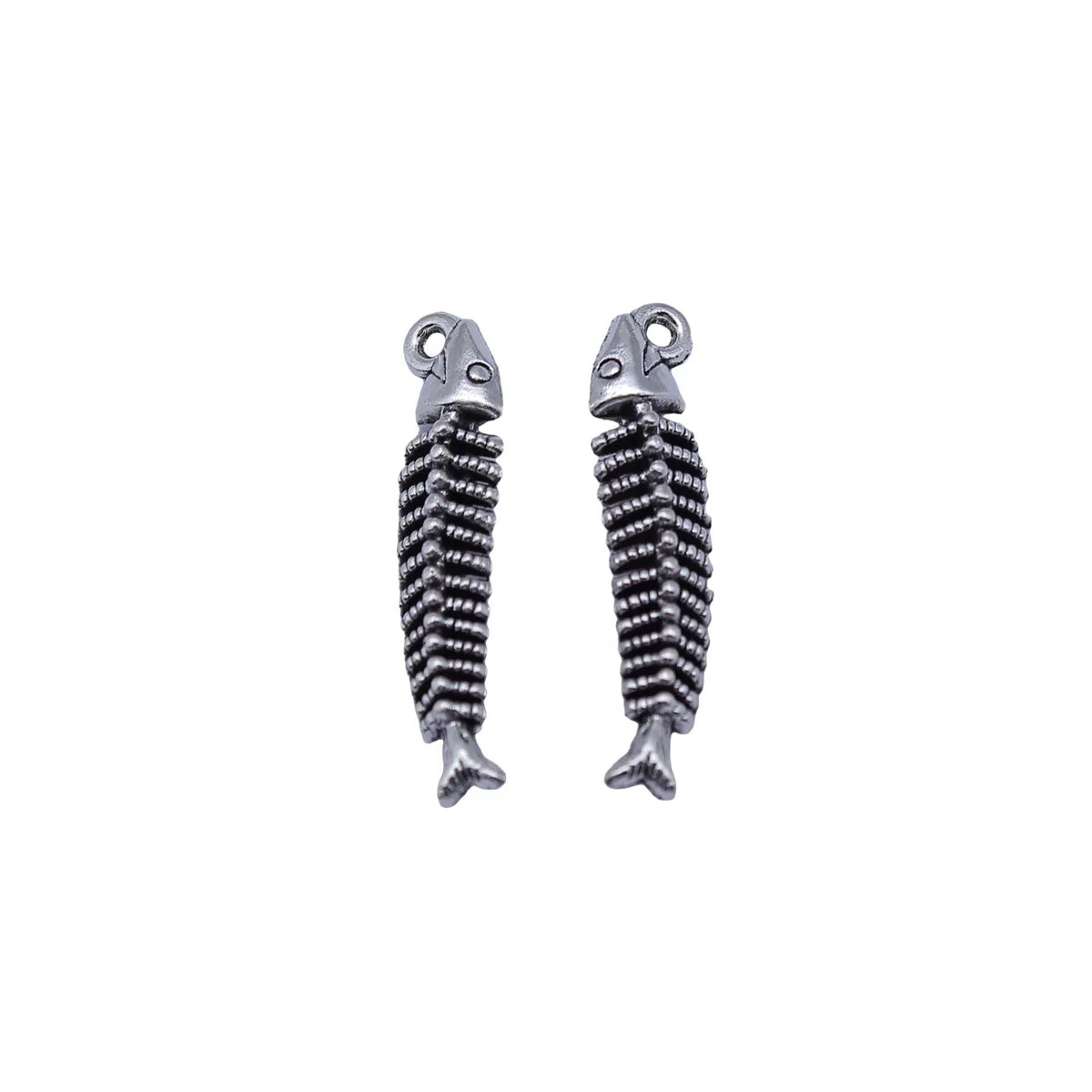 26x6mm 1.2g Antique Silver Zinc Alloy Fish Bone Charm Pendant for DIY Necklace Bracelet Making