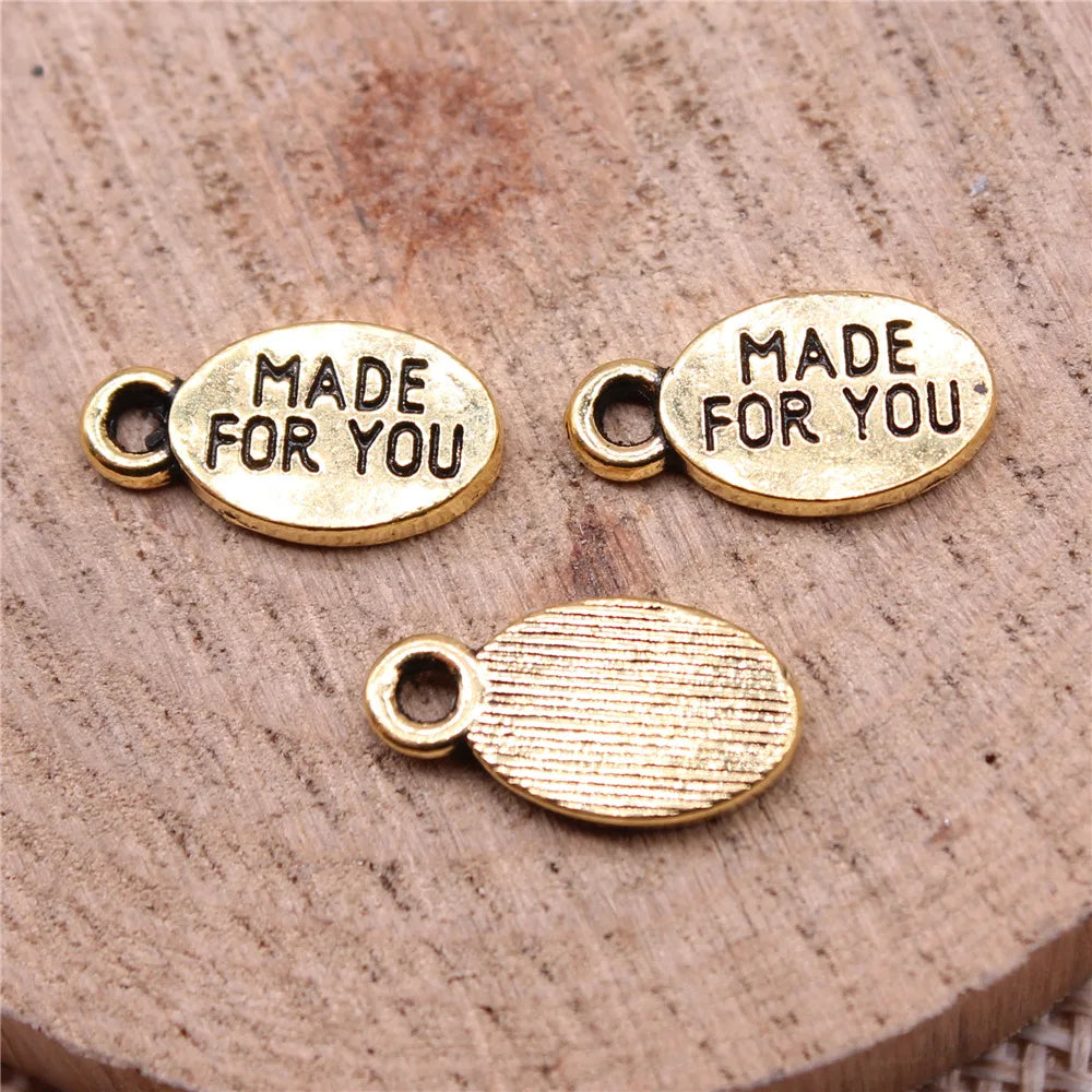 13x7mm 0.7g Multicolor Zinc Alloy Made For You Letter Charm Pendant for Bracelet Necklace Making
