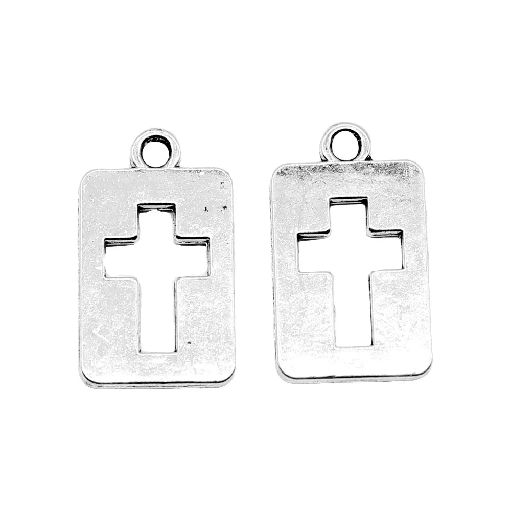 20x12mm 1.2g Antique Silver Zinc Alloy Cross Charm Pendant for DIY Bracelet Necklace Jewelry Making