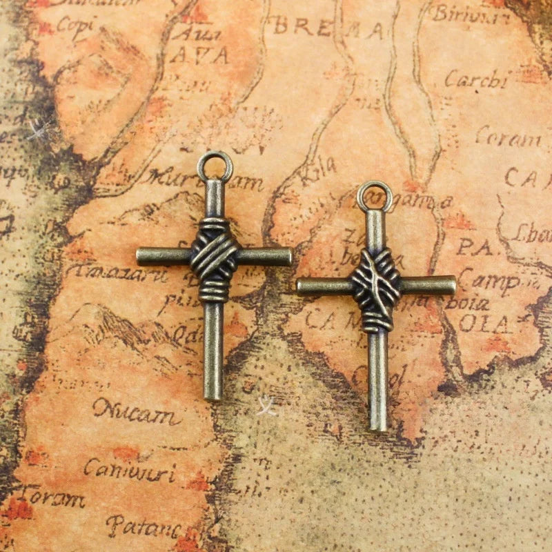 40x25MM Antique Silver Zinc Alloy Cross Charm Pendant for DIY Necklace Bracelet Jewelry Making