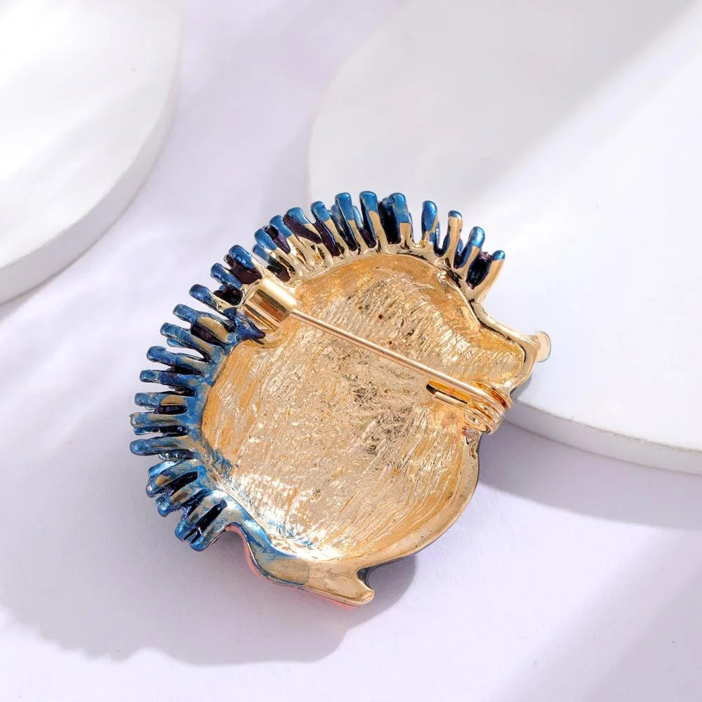 Cute Cartoon Hedgehog Enamel Alloy Brooch With Orange Spines, Fashion Animal Lapel Pin Corsage Gift
