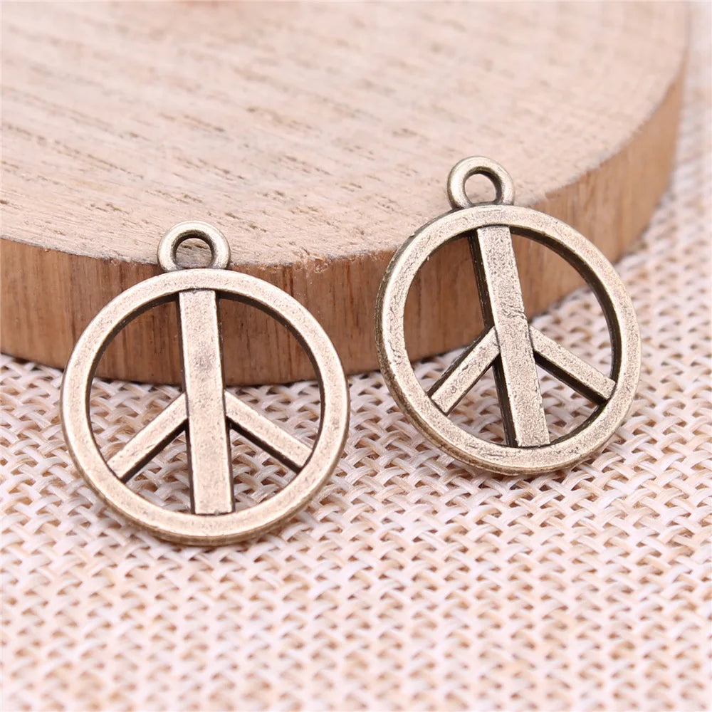21x17mm 1.57g Multicolor Finish Zinc Alloy Peace Symbol Charm Pendant for Bracelet Necklace DIY Jewelry
