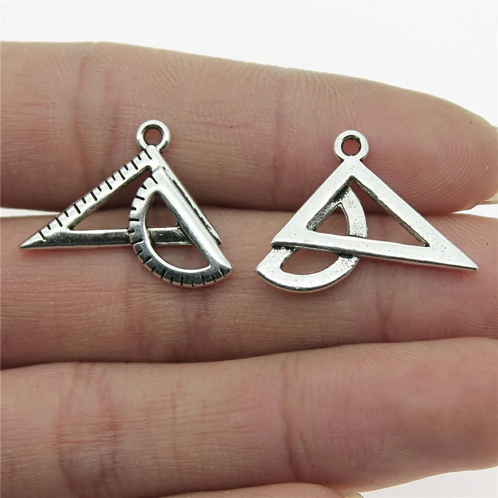 18x24mm 1.4g Antique Silver Zinc Alloy Ruler Charm Pendant for DIY Bracelet Necklace Making