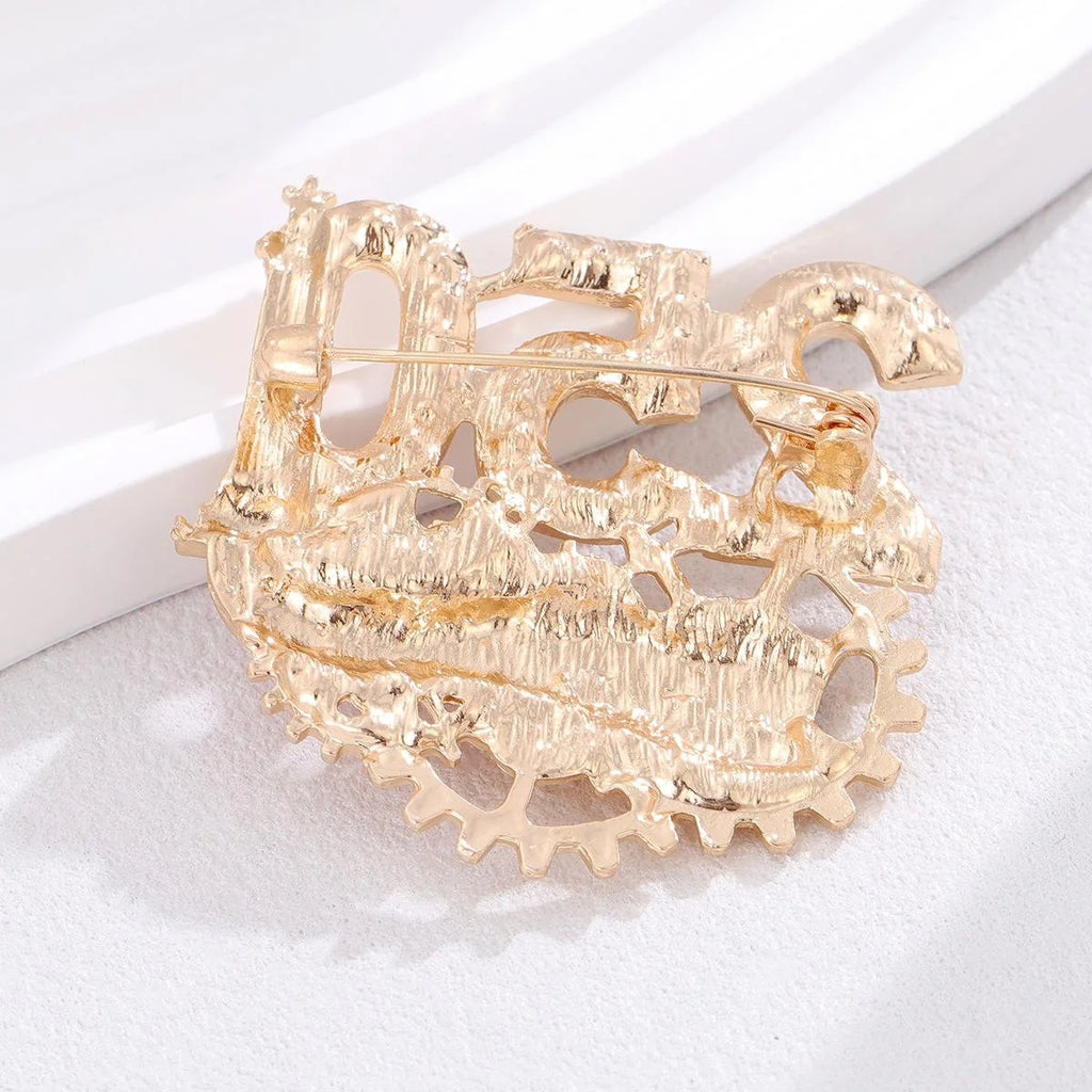 Luxury USA 250th Anniversary Gear Flag Rhinestone Alloy Brooch, Vintage Lapel Pin Suit Accessory Gift