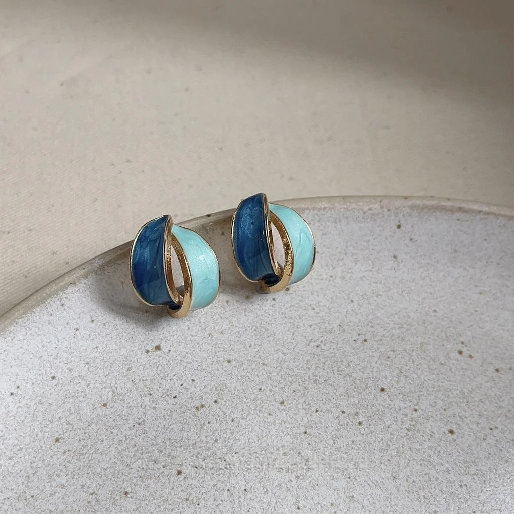 Sweet Floral Heart Fruit Enamel Copper Drop Earrings With Silver Plated Posts