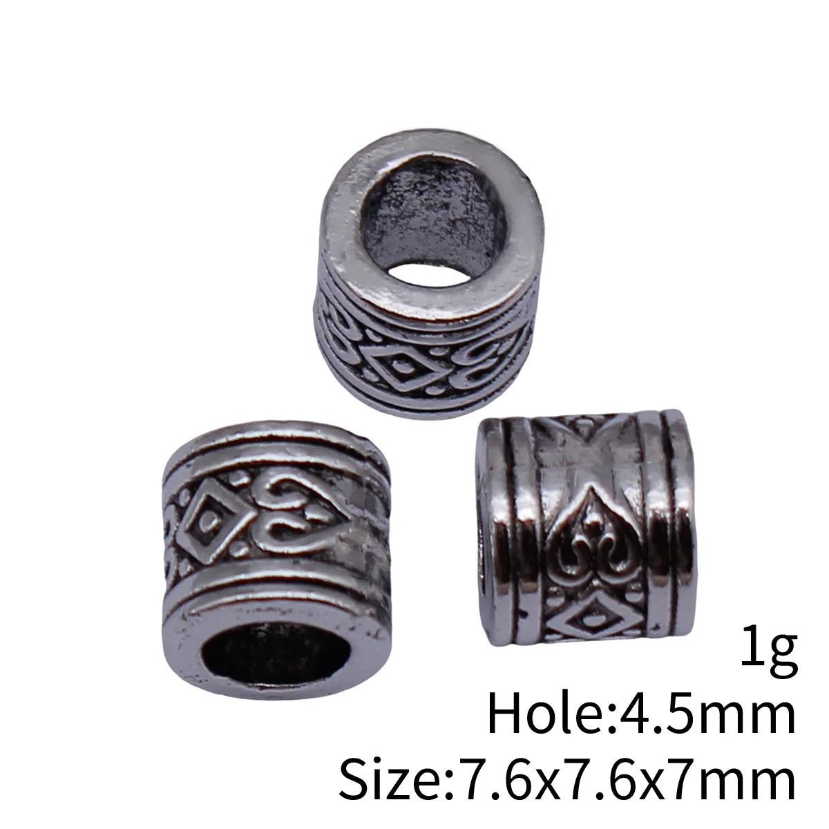 7.6x7.6x7mm 1g Multicolor Zinc Alloy Diamond Heart Pattern Large Hole Spacer Beads for DIY Bracelets