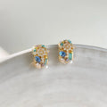 Light Luxury Geometric Quadrilateral Zircon Micro Pave Copper Stud Earrings