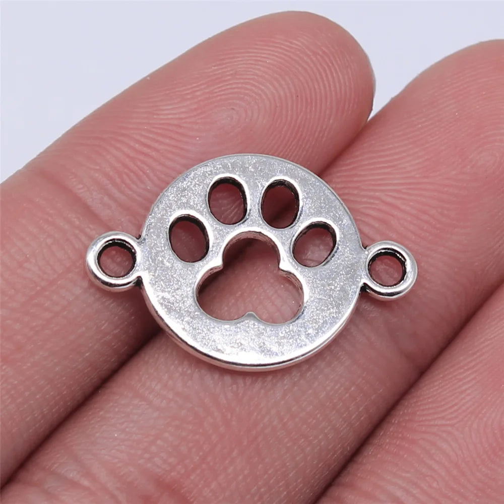 24x16mm 1.5g Multicolor Zinc Alloy Dog Paw connector charm for bracelet necklace DIY jewelry making