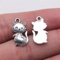 10x18mm 1g Antique Silver Zinc Alloy Cute Cat Charm Pendant for DIY Bracelet Necklace Making