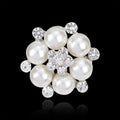 Elegant Pearl Cluster Brooch With Sparkling Rhinestones, Luxury Floral Lapel Pin Corsage For Suit Gift
